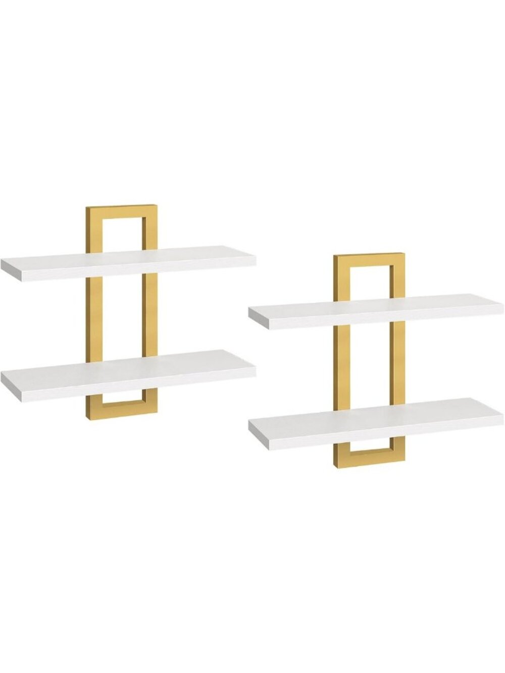 Stylish 15" Floating Wall Shelves Set of 2 - 2-Tier Storage for Living Room